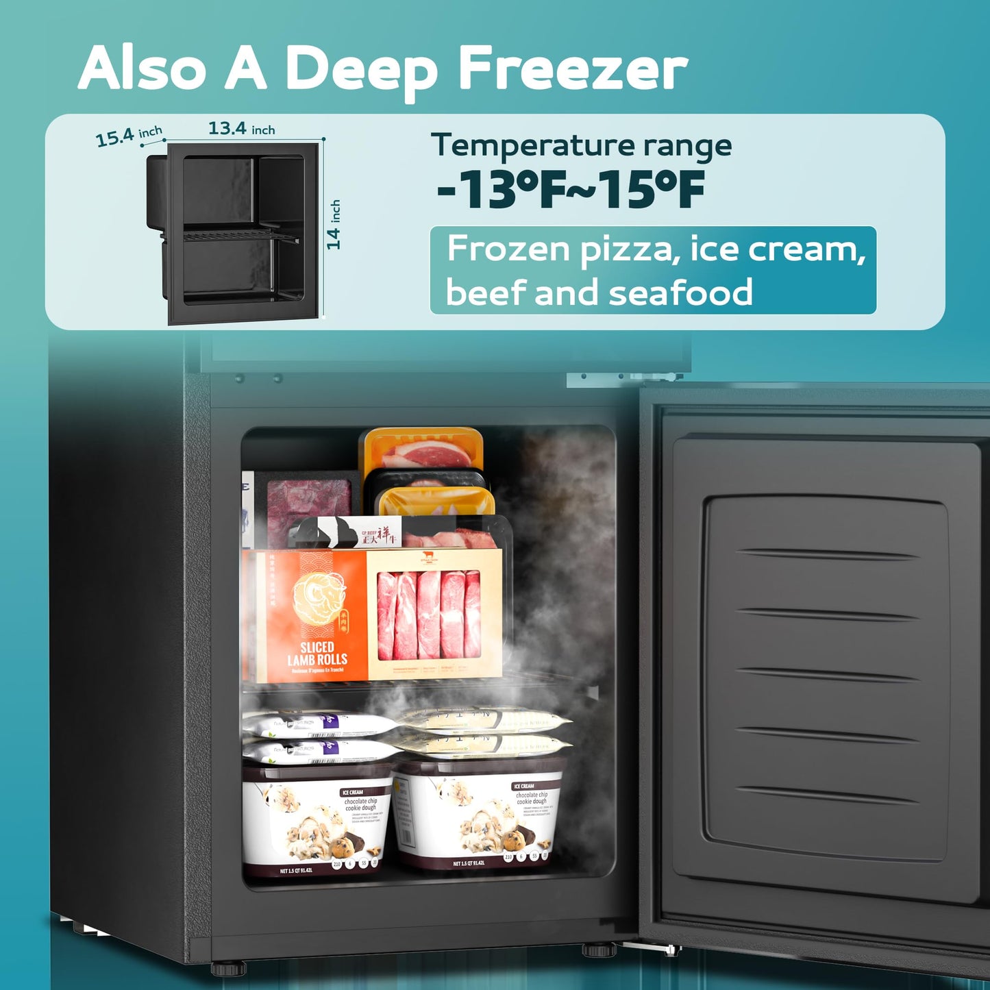 EUHOMY Double Door Mini Fridge with Freezer