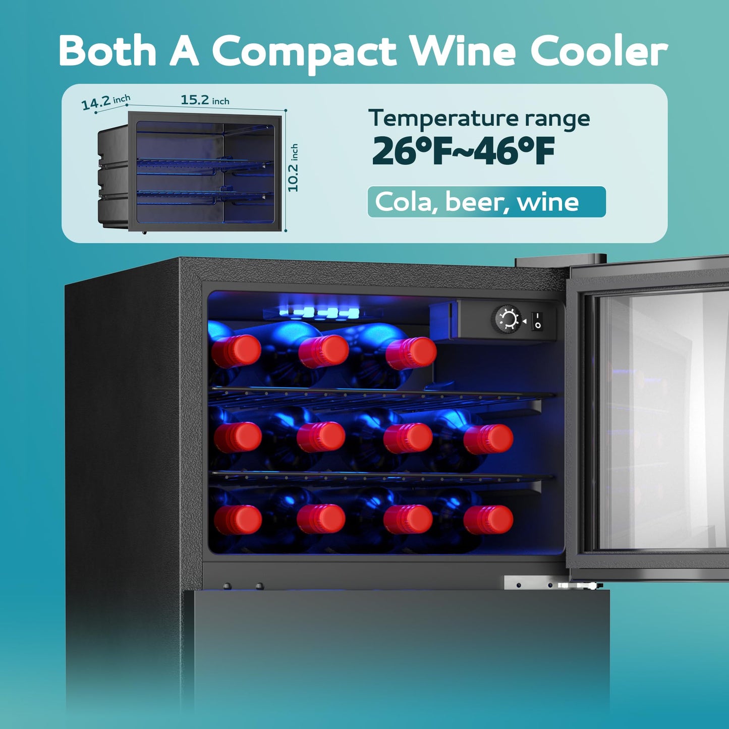 EUHOMY Double Door Mini Fridge with Freezer