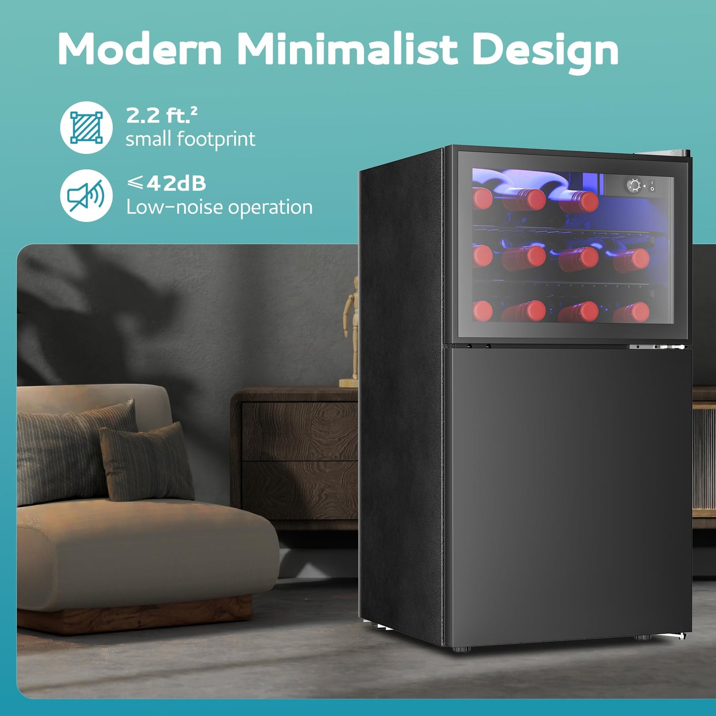 EUHOMY Double Door Mini Fridge with Freezer
