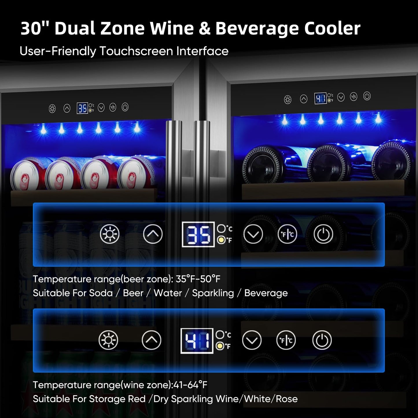 ORYMUSE 30 Inch Wine & Beverage Refrigerator Dual Zone