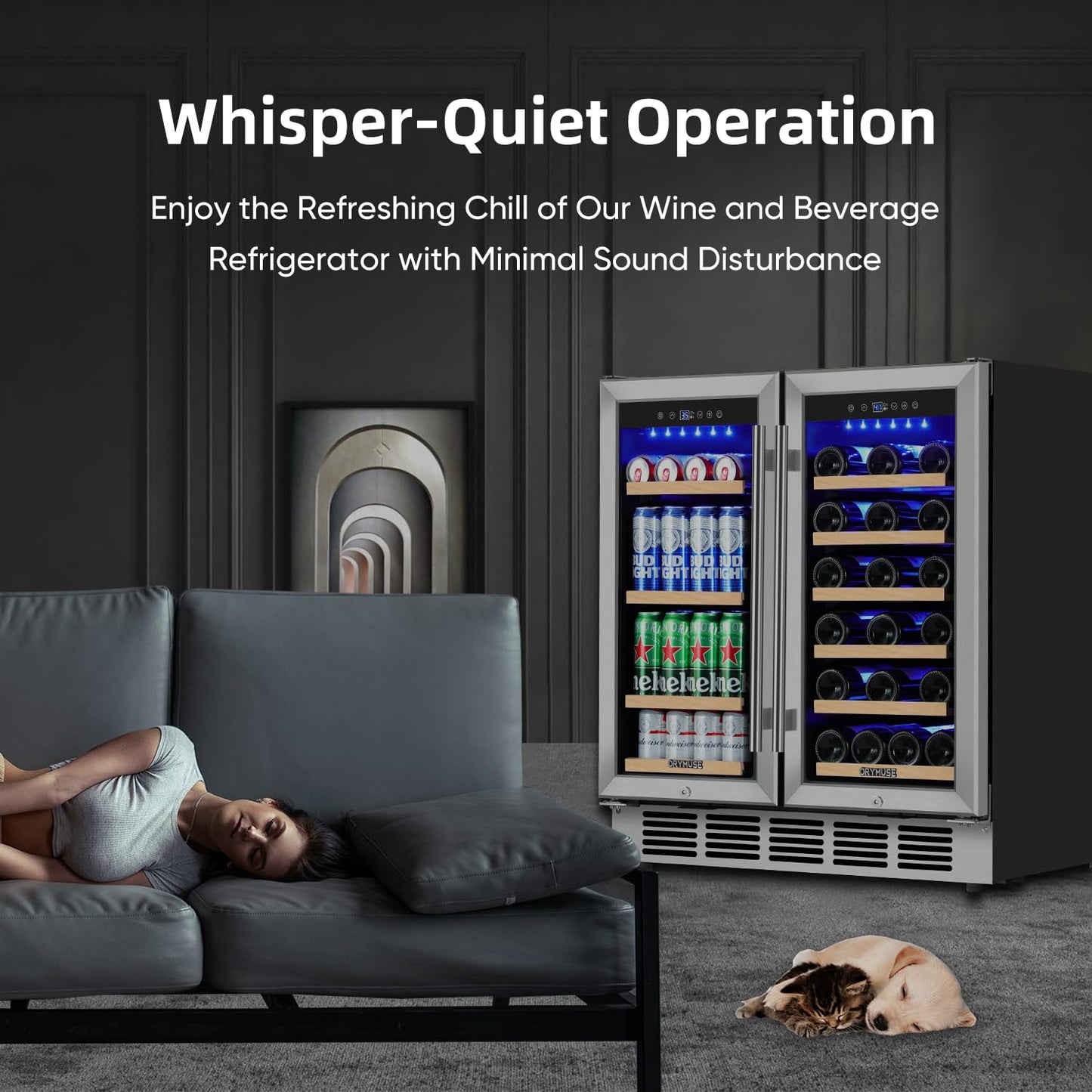 ORYMUSE 30 Inch Wine & Beverage Refrigerator Dual Zone